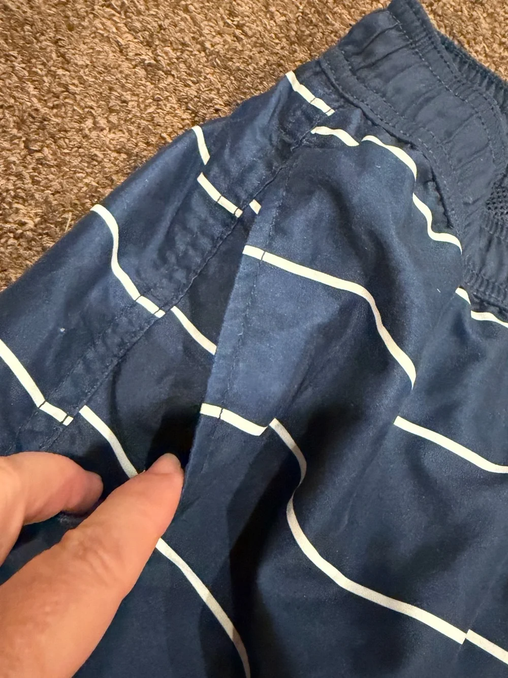 EUC! Men's H&M Sz M Lined Navy Stripe Swim Trunks board shorts bottoms